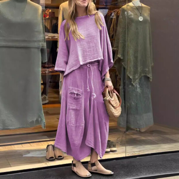 Casual Solid Color Loose Dress Two-piece Suit - Image 9