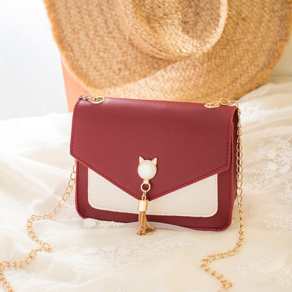 Small Messenger Bag New Sweet And Cute Cat Tassel Decoration Chain One Shoulder Small Square Bag Casual Messenger Bag - Image 9