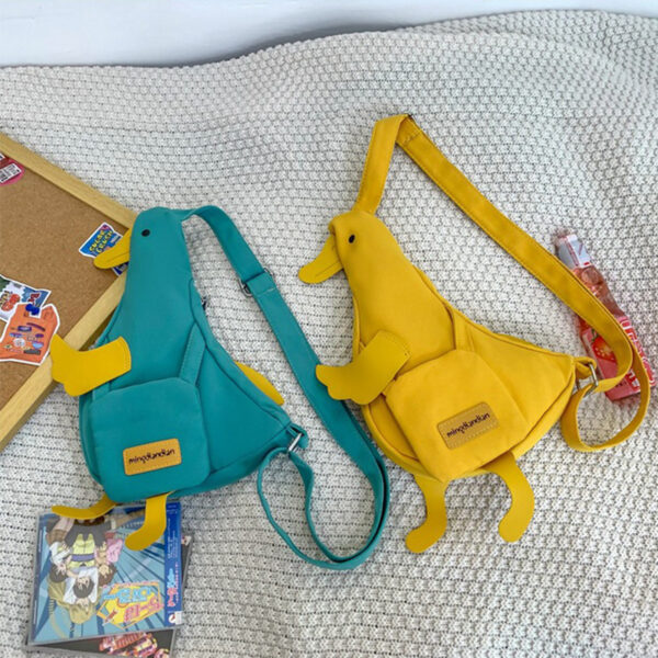 Cute Duck Canvas Bag Girls Messenger Shoulder Bag Funny Cartoon Chest Bags For Women - Image 10
