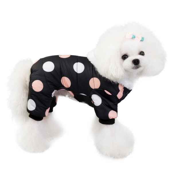 Warm big polka dot four-leg cotton coat for pets - Image 4