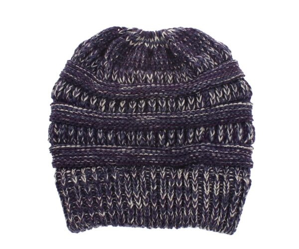 Mixed Color Knitted Wool Hat Ladies Non-labeled Ponytail Hat - Image 7