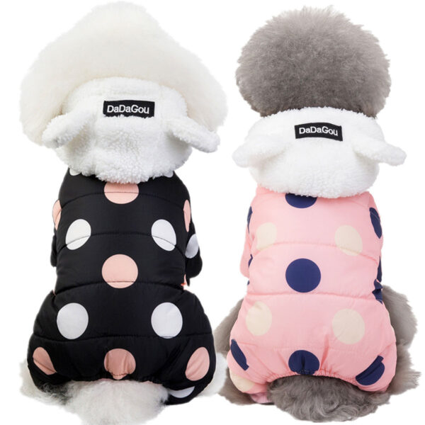 Warm big polka dot four-leg cotton coat for pets - Image 6