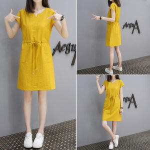 V-neck wide loose dress