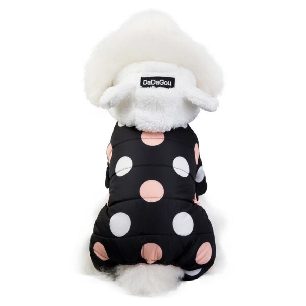 Warm big polka dot four-leg cotton coat for pets - Image 5