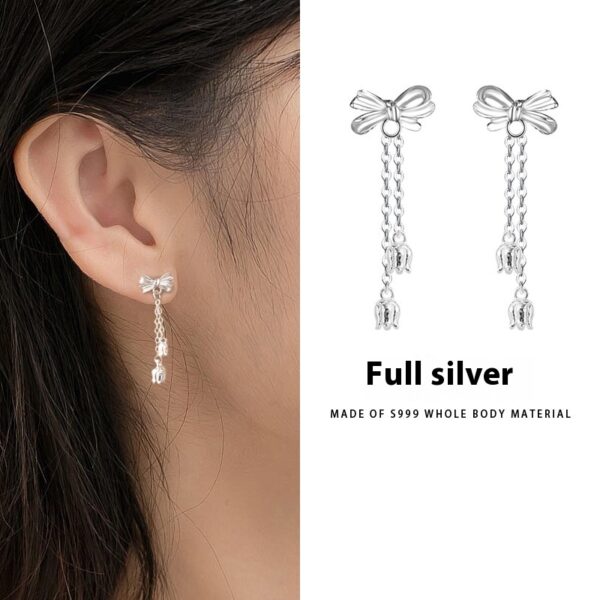 Bow Eardrops Sweet Tassel Bone Stud Temperament Ethnic Minorities - Image 5