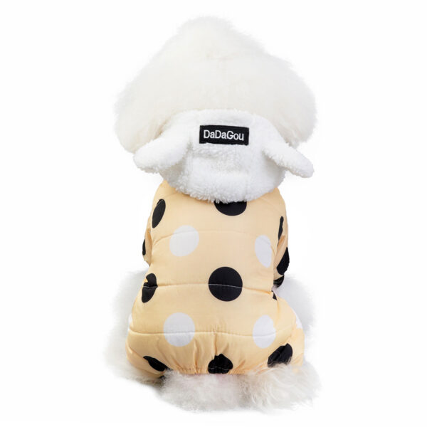 Warm big polka dot four-leg cotton coat for pets - Image 3