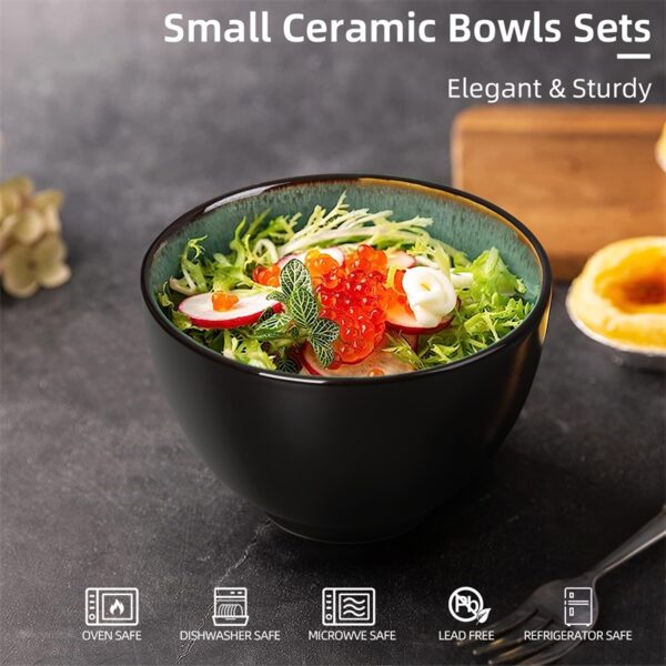 Creative Western Food  Kiln Change Peacock Green Bowl 24oz Bowl Set Of 4 For Cereal, Salad, Pasta, Soup, Dessert, Serving Dishwasher, Microwave And Oven - Image 4