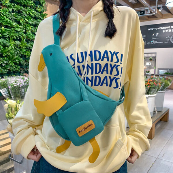 Cute Duck Canvas Bag Girls Messenger Shoulder Bag Funny Cartoon Chest Bags For Women - Image 4