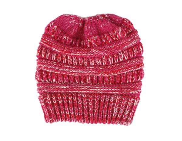 Mixed Color Knitted Wool Hat Ladies Non-labeled Ponytail Hat - Image 4