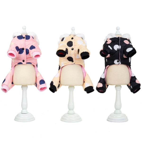Warm big polka dot four-leg cotton coat for pets - Image 8