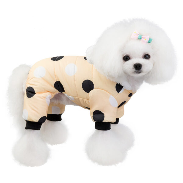 Warm big polka dot four-leg cotton coat for pets - Image 7