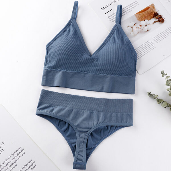 Women's Underwear Small Chest Push-up Thin Wireless Large Size Sports Sling Vest French Triangle Cup Bra Set - Image 5