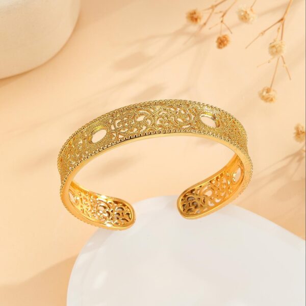 1pcs Luxury Style Gold Bracelet Hollowed Out Lace Flower Design Wedding Gold Jewelry - Image 6