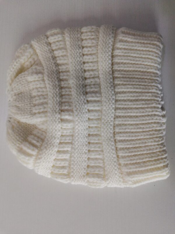Mixed Color Knitted Wool Hat Ladies Non-labeled Ponytail Hat - Image 10