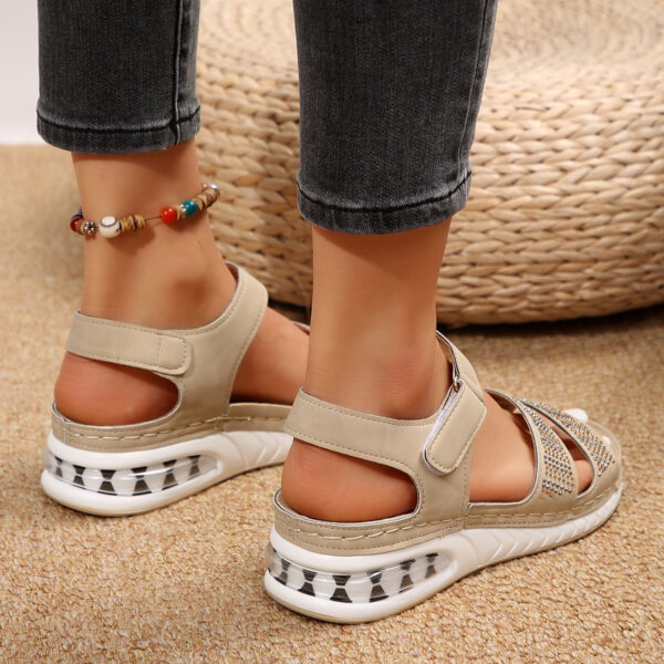 Summer Rhinestone Wedges Sandals Casual Sports Air Cushion Bottom Beach Shoes For Women Roman Sandals - Image 4
