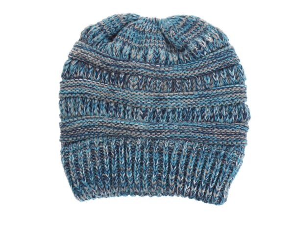 Mixed Color Knitted Wool Hat Ladies Non-labeled Ponytail Hat - Image 8