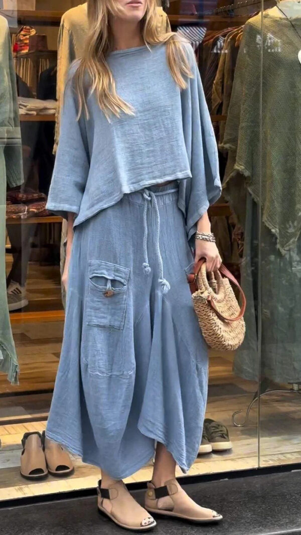 Casual Solid Color Loose Dress Two-piece Suit - Image 3