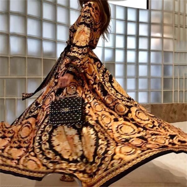 Women's Vintage V-Neck Pullover Print Dress - Image 3