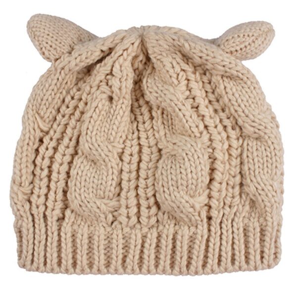 Hand Made 3D Cute Knitted Cat Ear Beanie For Winter - Image 8