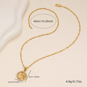 1pcs Fashionable Inlaid Circular Pendant Necklace, Personalized Symbol Yoga Necklace, Suitable For Women’s Daily Holiday Wear
