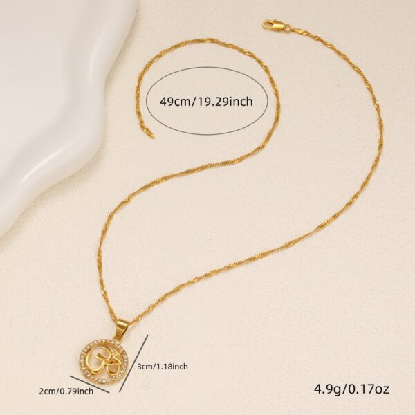 1pcs Fashionable Inlaid Circular Pendant Necklace, Personalized Symbol Yoga Necklace, Suitable For Women's Daily Holiday Wear - Image 2