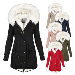 Women’s cotton padded jacket with white collar