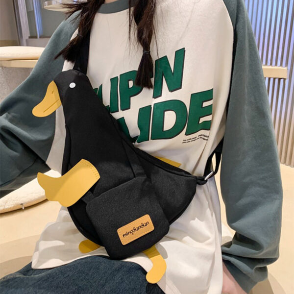 Cute Duck Canvas Bag Girls Messenger Shoulder Bag Funny Cartoon Chest Bags For Women - Image 5