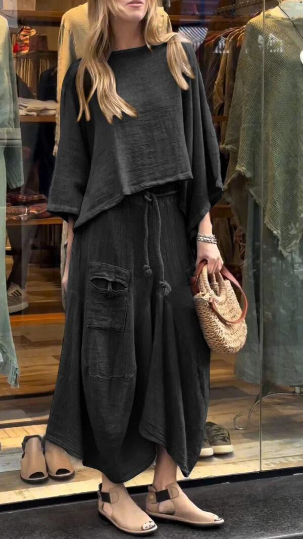 Casual Solid Color Loose Dress Two-piece Suit - Image 2