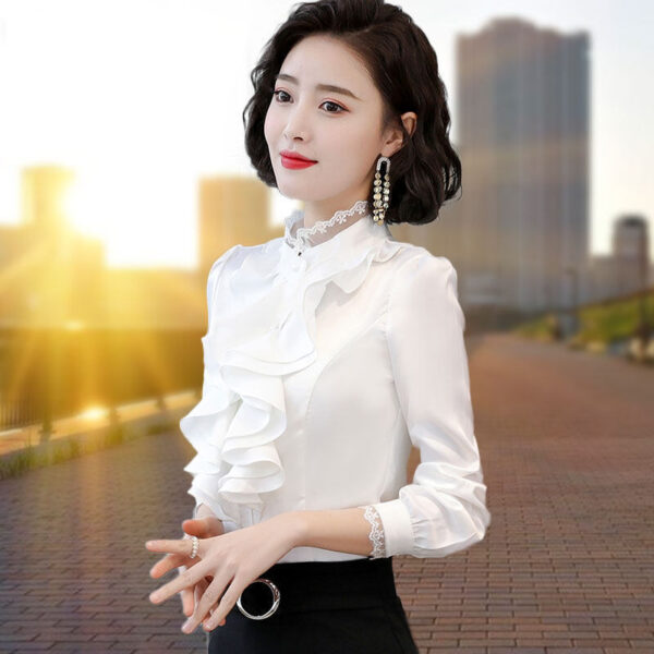 Women's Shirt Fashionable Fleece-lined Padded Top Bottoming Shirt - Image 3
