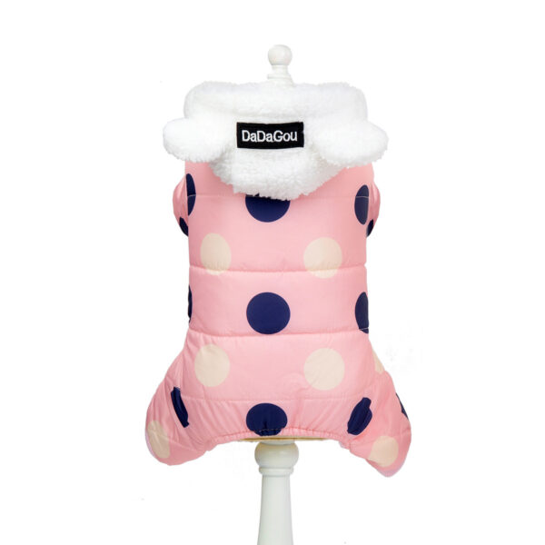 Warm big polka dot four-leg cotton coat for pets - Image 10
