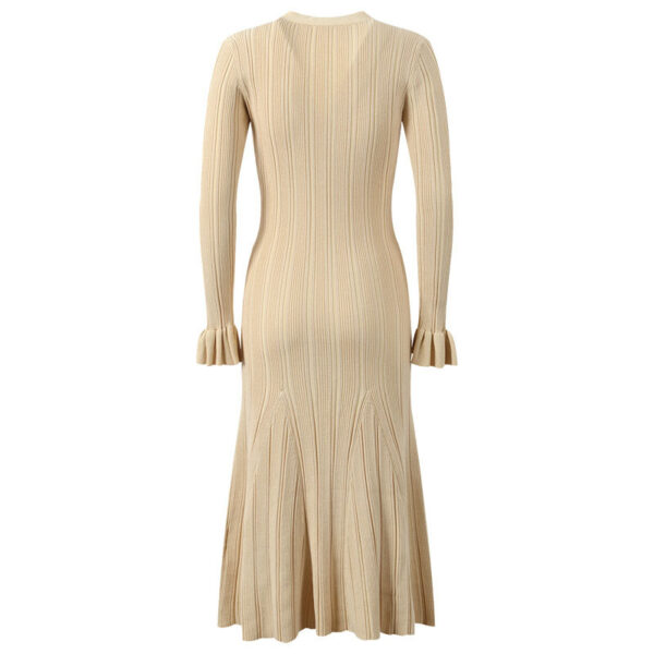 V-neck Single Breasted Bell Sleeve Slim Fit Dress - Image 7
