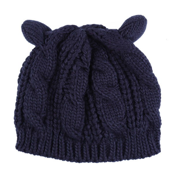 Hand Made 3D Cute Knitted Cat Ear Beanie For Winter - Image 10
