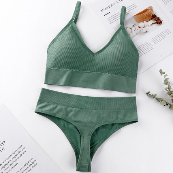 Women's Underwear Small Chest Push-up Thin Wireless Large Size Sports Sling Vest French Triangle Cup Bra Set - Image 2