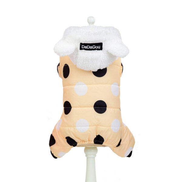 Warm big polka dot four-leg cotton coat for pets - Image 9