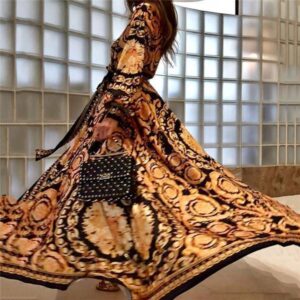 Women’s Vintage V-Neck Pullover Print Dress