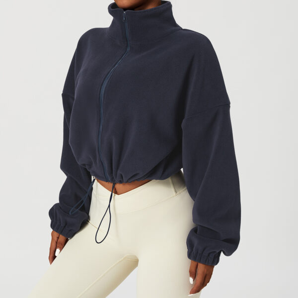 Outdoor Cashmere Sports Coat Women's Autumn Stand Collar Loose - Image 3