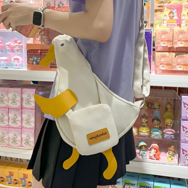 Cute Duck Canvas Bag Girls Messenger Shoulder Bag Funny Cartoon Chest Bags For Women - Image 7