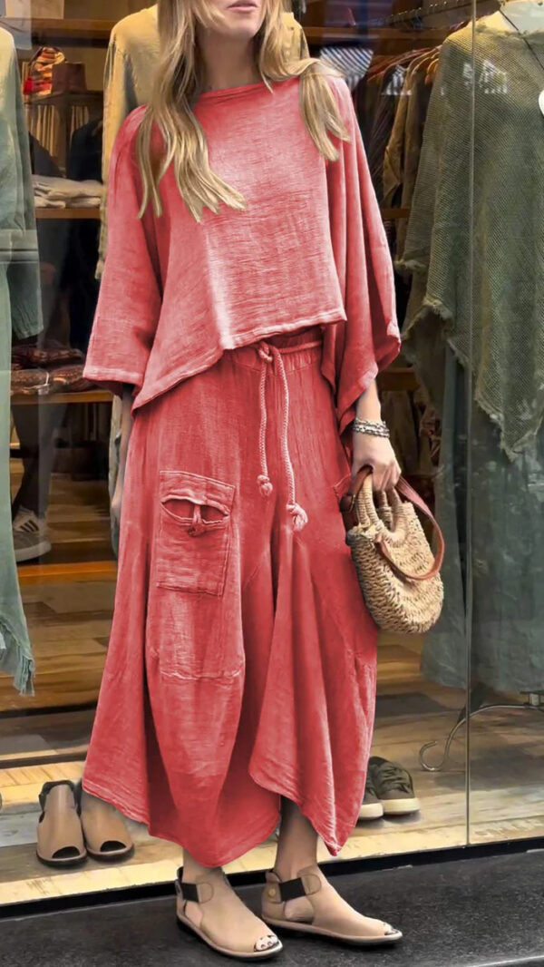 Casual Solid Color Loose Dress Two-piece Suit - Image 8