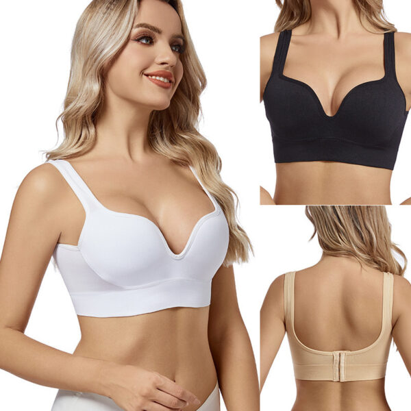 Back Button Up Bra With Wide White Straps - Image 5