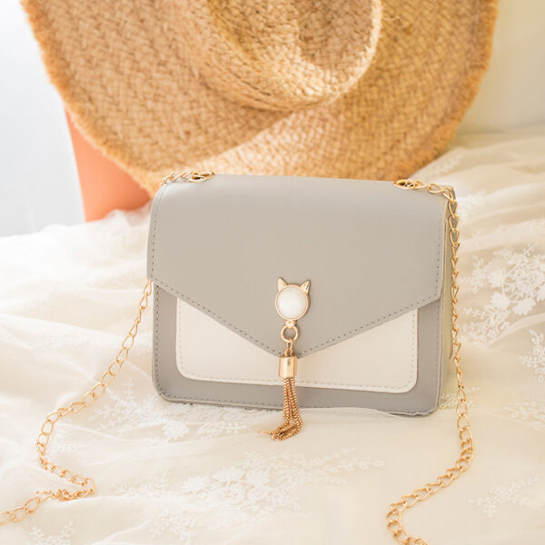 Small Messenger Bag New Sweet And Cute Cat Tassel Decoration Chain One Shoulder Small Square Bag Casual Messenger Bag - Image 3