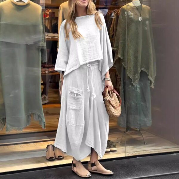 Casual Solid Color Loose Dress Two-piece Suit - Image 10