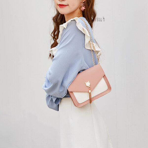 Small Messenger Bag New Sweet And Cute Cat Tassel Decoration Chain One Shoulder Small Square Bag Casual Messenger Bag - Image 8