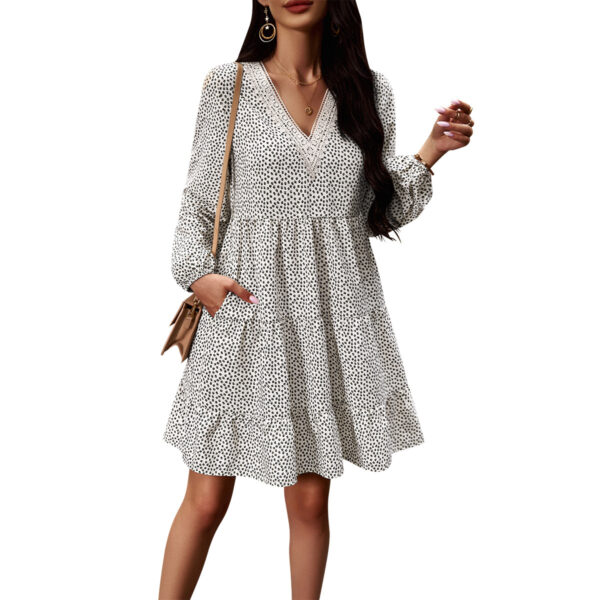 Fall Women's New Temperament Leisure V-neck Long-sleeve Dress - Image 8