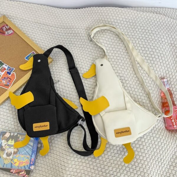 Cute Duck Canvas Bag Girls Messenger Shoulder Bag Funny Cartoon Chest Bags For Women - Image 9