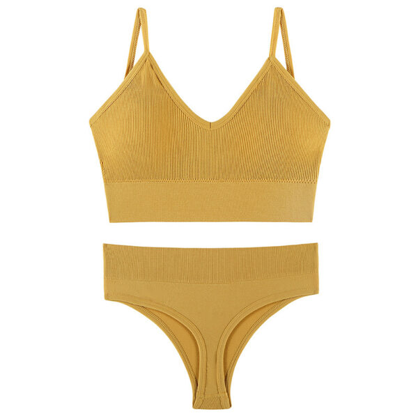 Women's Underwear Small Chest Push-up Thin Wireless Large Size Sports Sling Vest French Triangle Cup Bra Set - Image 4