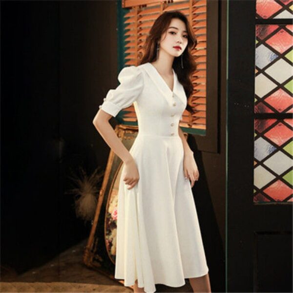 Solid Color Dress Daily Host Small Dress Female Skirt - Image 5