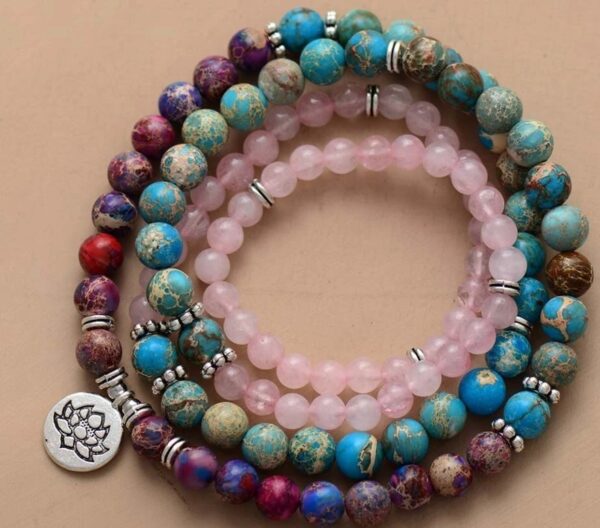 Amazon Stone Tiger Eye Stone Bracelet Necklace 108 Buddha Beads Lotus Bracelet - Image 9
