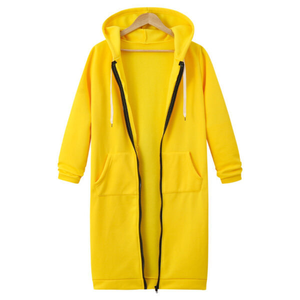 Hooded Long Sleeve Sweater Fleece Long Jacket - Image 8