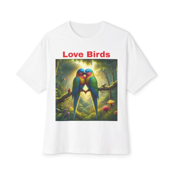 Love Birds Unisex Oversized Boxy Tee - Romantic Gift, Summer Wear, Nature Lover Apparel.