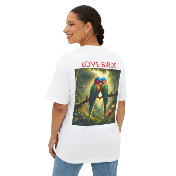 Love Birds Unisex Oversized Boxy Tee - Romantic Gift, Summer Wear, Nature Lover Apparel. - Image 4